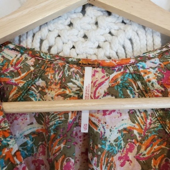 Free People Party Playlist Colorful Oversized Wrap Blouse XS - Picture 5 of 7